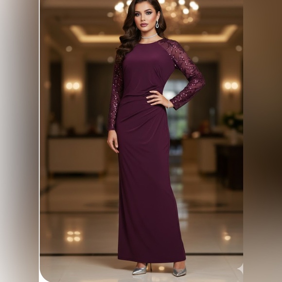 Jessica Howard Dresses & Skirts - Jessica Howard Burgundy Long Sleeve Dress